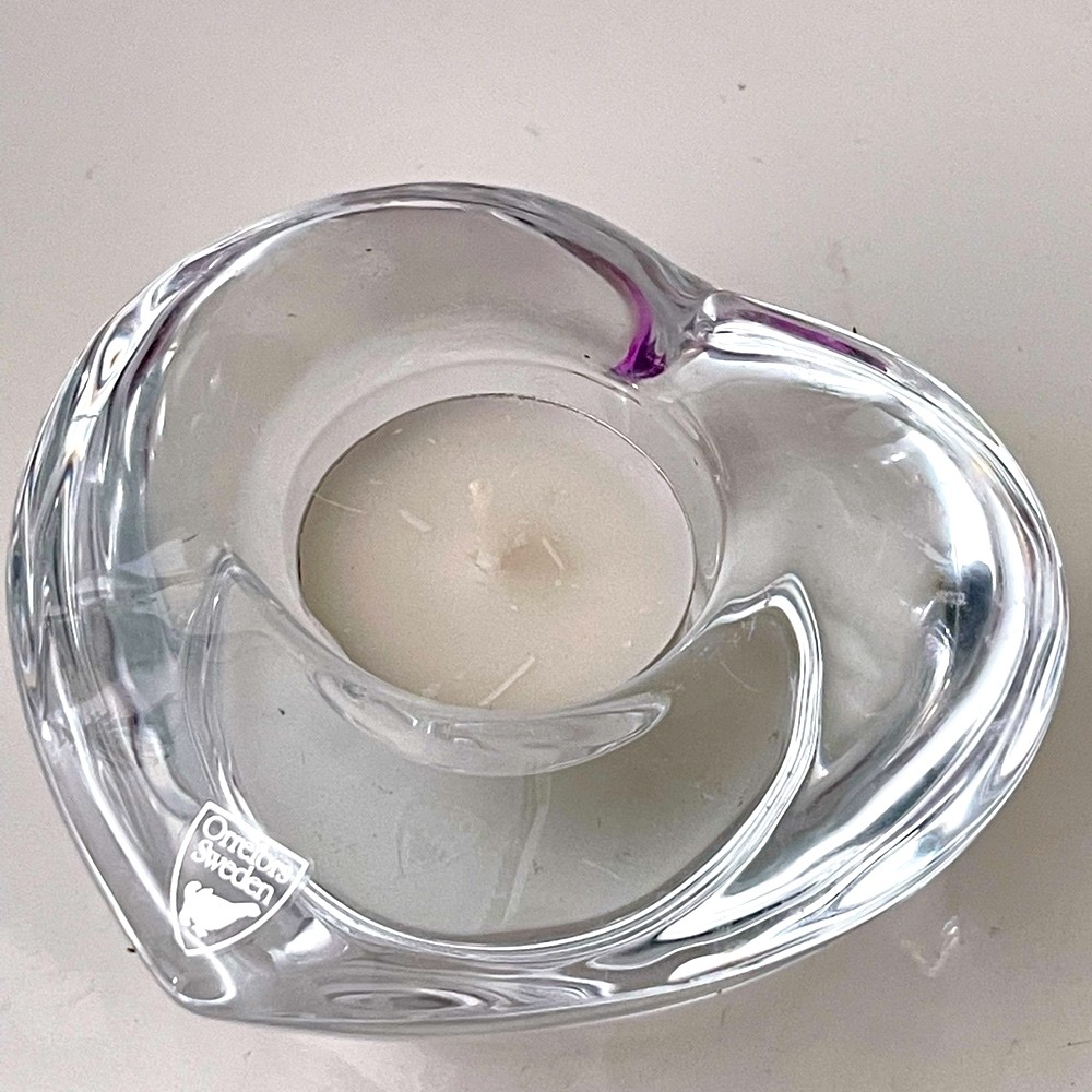 Heart Shape Orrefos Crystal candle holder